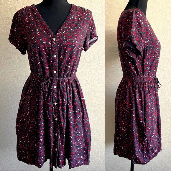 GAP • Floral Print Shirtdress Midi Length - Picture 2 of 12